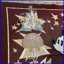 Vintage 90s Disney World Fringe Floor Rug Theme Parks Landmarks Decorative 58x50