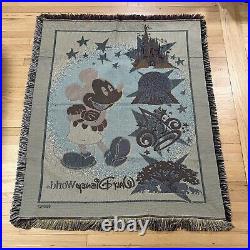 Vintage 90s Disney World Fringe Floor Rug Theme Parks Landmarks Decorative 58x50