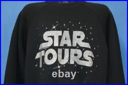 Vintage 90s STAR WARS TOURS DISNEY THEME PARK RIDE GLITTER RAGLAN SWEATSHIRT L