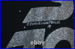 Vintage 90s STAR WARS TOURS DISNEY THEME PARK RIDE GLITTER RAGLAN SWEATSHIRT L