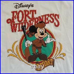 Vintage Disney Fort Wilderness Resort Mickey Mouse Logo T-Shirt Mens Large