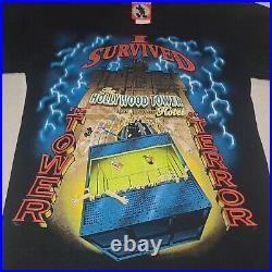 Vintage Disney I Survived The Tower of Terror Hollywood Hotel Shirt sz S 90s