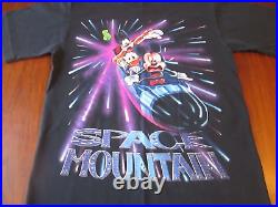 Vintage Disney SPACE MOUNTAIN T-Shirt Black Small Single Stitch Double-Sided