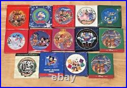 Vintage Disney Store & Theme Parks Round Porcelain Lot Of 14 Christmas Ornaments
