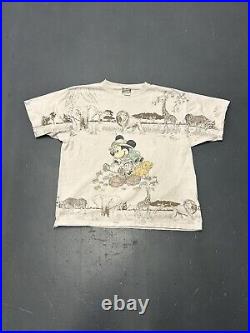 Vintage Disney World Animal Kingdom Mickey Mouse Safari AOP T-Shirt USA XXL