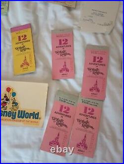 Vintage Disney World Magic Kingdom Ticket Books Map Paperwork Lot