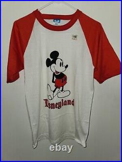 Vintage Mickey Mouse Disneyland T Shirt USA Disney Jersey Style Red NOS Med