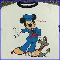Vintage Mickey Mouse Florida T-Shirt Sailor Nautical Sailing Sherry Mens Large