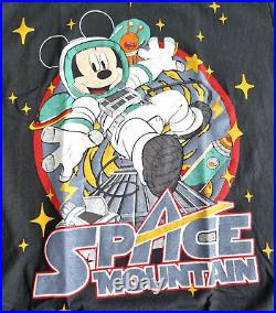 Vintage Mickey Mouse Shirt L Walt Disney World Reprint Space Mountain Theme Park