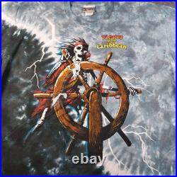 Vintage Pirates of The Caribbean Shirt Mens XL RARE Liquid Blue Archive Sample