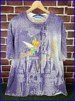 Vintage Walt Disney World Opening Shirt 90s AOP Tinker Bell Disney Grail XL