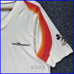 Vintage Walt Disney World Shirt Mens Large Beige Mickey Mouse Theme Park 1970s