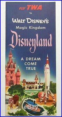 Vtg 1955 Walt Disney DISNEYLAND Fly TWA Pamphlet BROCHURE Theme Park GUIDE Orig