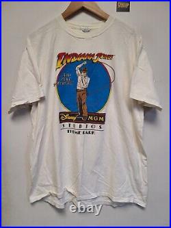 Vtg 80s Indiana Jones T Shirt XL Disney MGM Studios Theme Park