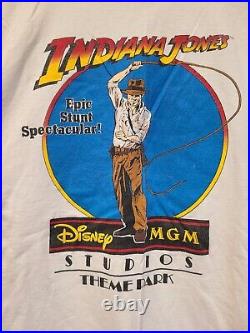 Vtg 80s Indiana Jones T Shirt XL Disney MGM Studios Theme Park