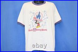 Vtg 80s WALT DISNEY WORLD 15 YEAR ANNIVERSARY RINGER THEME PARK WHITE t-shirt XL