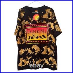 Vtg New Old Stock 90s Disney The Lion King Promo T Shirt Black All Over Print OS
