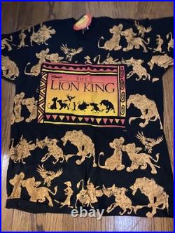 Vtg New Old Stock 90s Disney The Lion King Promo T Shirt Black All Over Print OS