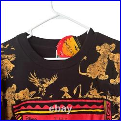 Vtg New Old Stock 90s Disney The Lion King Promo T Shirt Black All Over Print OS