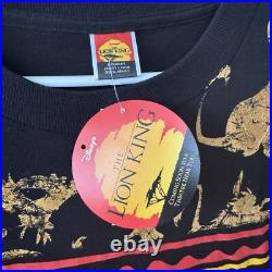 Vtg New Old Stock 90s Disney The Lion King Promo T Shirt Black All Over Print OS
