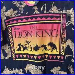 Vtg New Old Stock 90s Disney The Lion King Promo T Shirt Black All Over Print OS