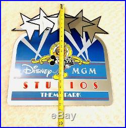 Vtg Walt Disney World Mgm Hollywood Studios Theme Park 21x20.5 Glass Sign-flaw