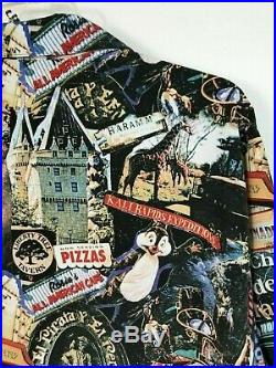 WALT DISNEY WORLD Button-Front Camp Shirt Attractions Vintage Mens 2XL XXL RARE