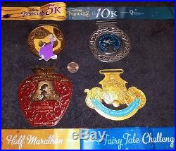 Walt Disney 2018 fairy tale challenge 4 finisher medals 2 spinners beautiful