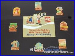 Walt Disney World 15th Anniversary COCA-COLA Coke EPCOT Pirate Framed 60 Pin Set
