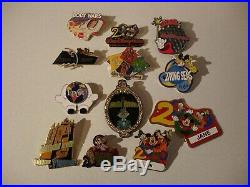 Walt Disney World 2000 Pin Traders Bag/Case, 58 Pins/Nameplate, & 2 Lanyards Lot