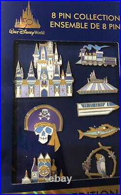 Walt Disney World 50 Pin Set 50th Anniversary 8 Pin Collection Pin Set LE 1500