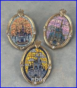 Walt Disney World Castle Disney Parks, 2005 Stained Glass Pin Lot Of 3! Rare