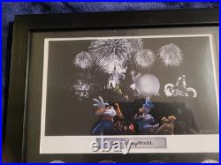 Walt Disney World Fab 5 Theme Park Icons Framed Lithograph & 4 Parks Coin Set
