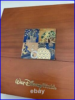 Walt Disney World Four Park Icon Wooden Box Pin Set (4 pins)